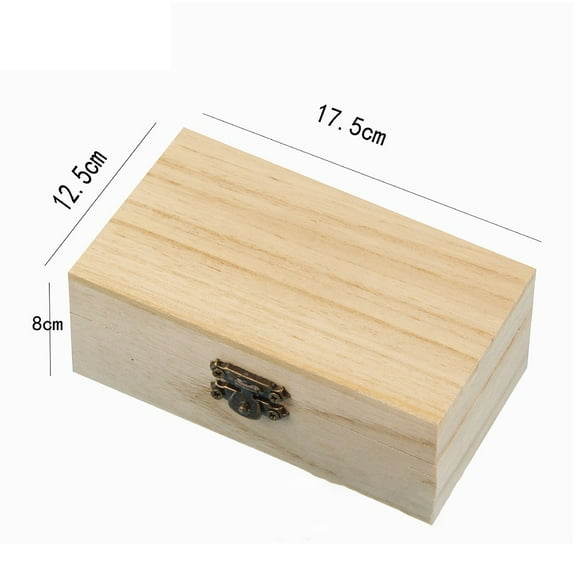 Ana Plain Wood Wooden Square Hinged Storage Boxes Craft Gift Box