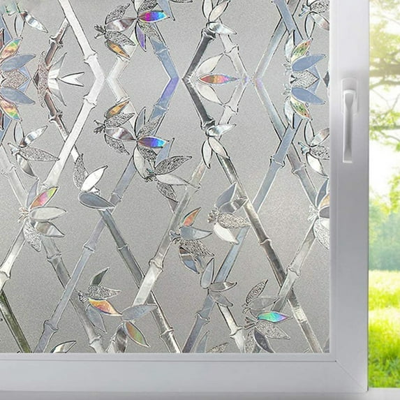 Ana Rainbow Window Privacy Film , 3D Decorative Vinyl, Stained Glass Decals, Removable, Peep-Proof, Static Cling, Heat Control, UV Protection ( 45*100CM)