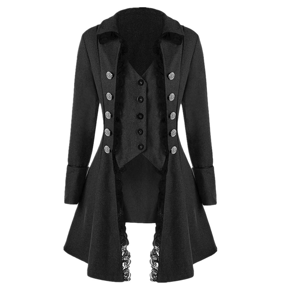 Women Black Gothic Striped Blazer Jacket Outerwear Suit Coat Clothes