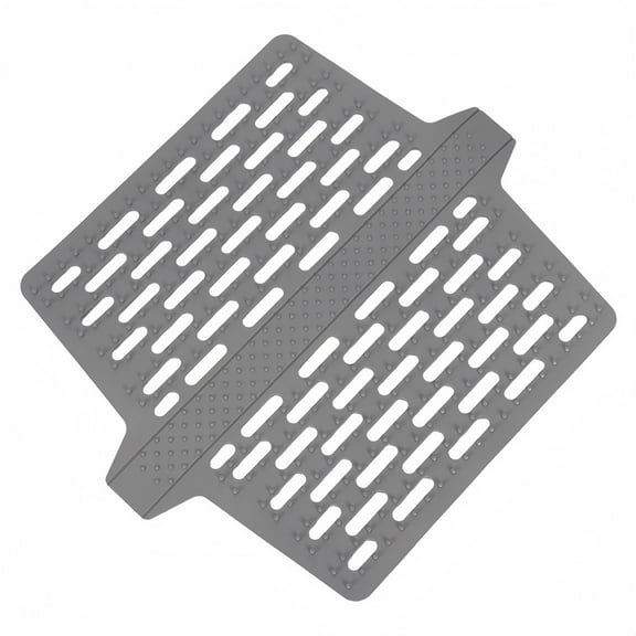 Ana Silicone Sink Saddle Mat Kitchen Sink Protector Divider Heat Resistant Pad Double Sink Center Cover Non-Slip Texture Dishwasher Safe Easy Clean Grey 32.3x27.2cm