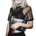 thumbnail image 1 of Ana Women See Through Mesh Shiny Sheer Top T-Shirt Casual Blouse Tee Sexy Clubwear, 1 of 9