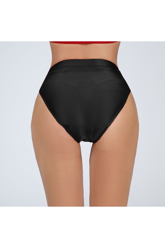 Women Underwear Glossy Briefs Wet Look Knickers Solid Shiny Panties Underpants
