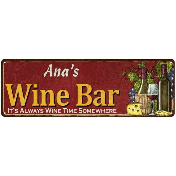 Ana's Wine Bar Red Gift Home Kitchen Decor 6x18 Sign 206180056186
