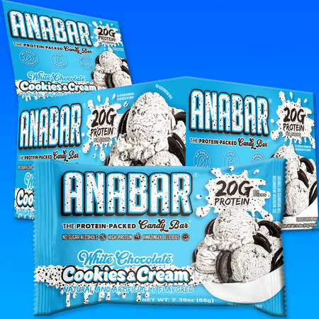 Anabar Cookies & Cream Protein Bars, 20g Protein, 12 Count