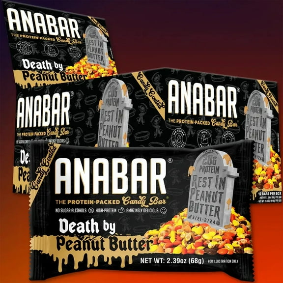 Anabar Protein Bar, 20 Grams of Protein, 12 Bars, Death by Peanut Butter