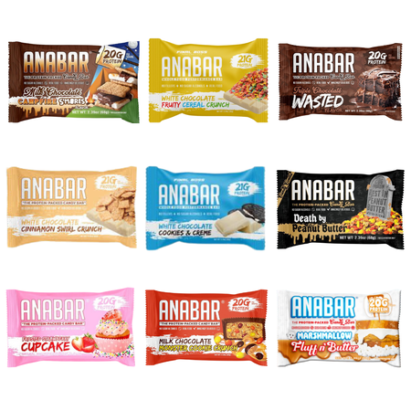 Anabar Protein Bar, Whole Food Performance Bar, Amazing Tasting Protein Bar, Real Food, No Fillers, 20 Grams of Protein (9 Bars, Variety Pack)