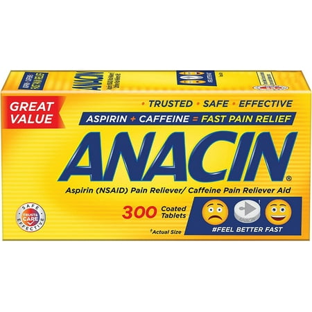 Anacin Fast Pain Relief Pain Reducer Aspirin Tablets, 300 Tablets