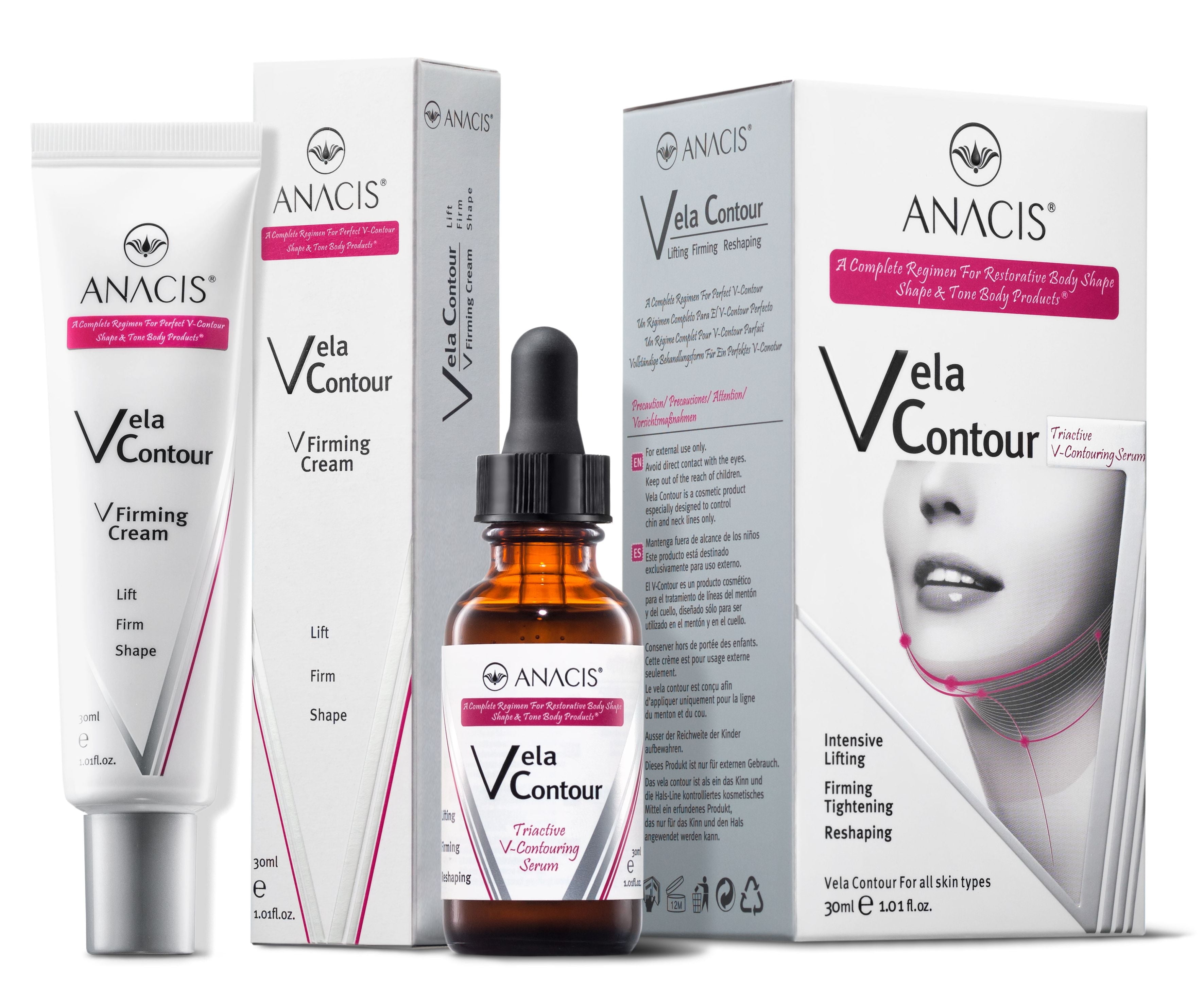Anacis. Neck Tightening Firming Double Chin Reducer Face Lift Serum and Cream for All Skin Types