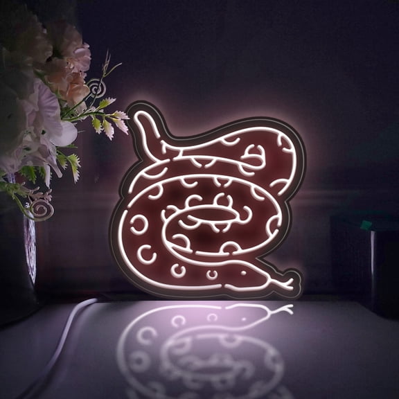Anaconda, Boa, Jungle Snake Led Light Box, Dimmable Neon-Like Light Signs USB Power for Wall Decor Bedroom Decoration, Static Light (WxH) 16"x16"