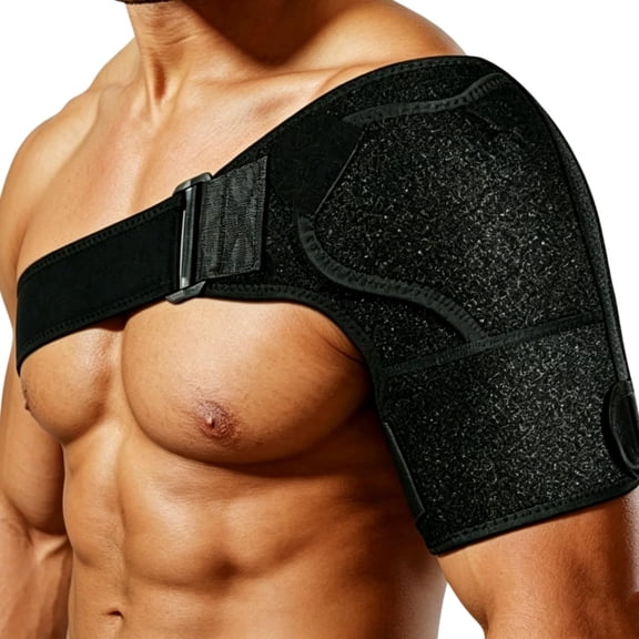 Shoulder Brace with Adjustable Compression Sleeve, Rotator Cuff Support Shoulder Brace for Pain Relief, Hot/Cold Pack Compatible, Breathable Stabilizer Fits Left/Right Arm, Men & Women