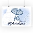 thumbnail image 1 of Anacortes, Washington - Beach Chair & Umbrella - Blue - Coastal Icon - Lantern Press Artwork (12x18 Art Print, Wall Decor Travel Poster), 1 of 1