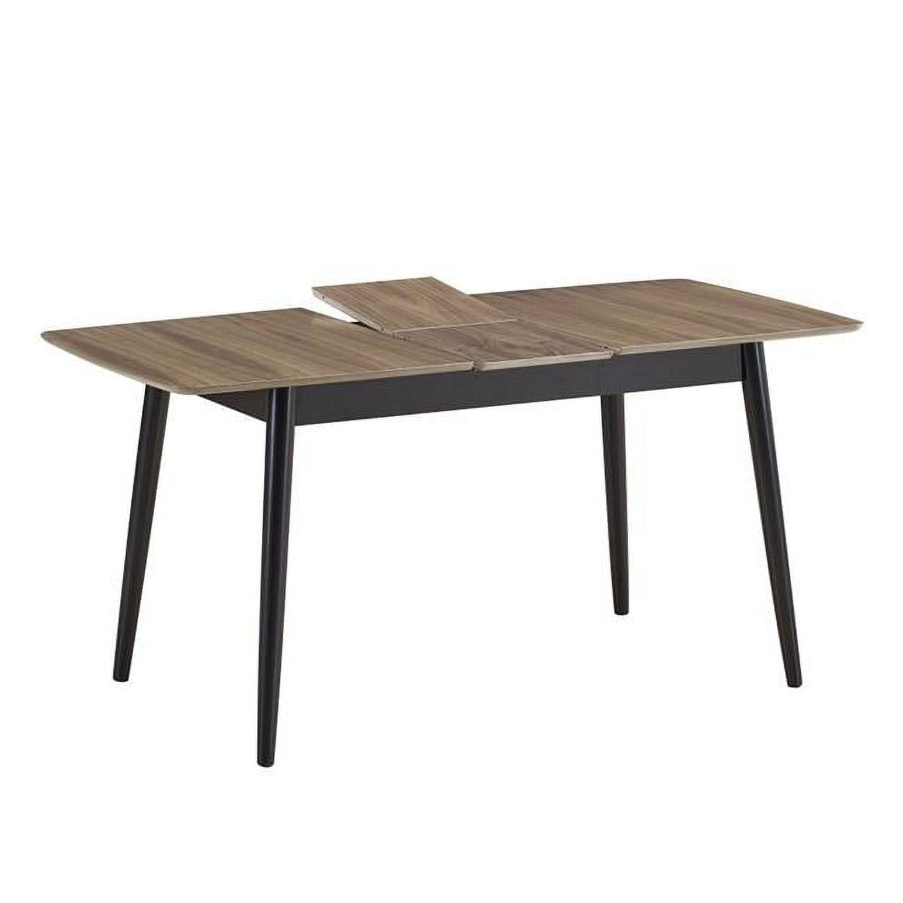Anae 63 Inch Extendable Brown Wood Dining Table with Black Legs