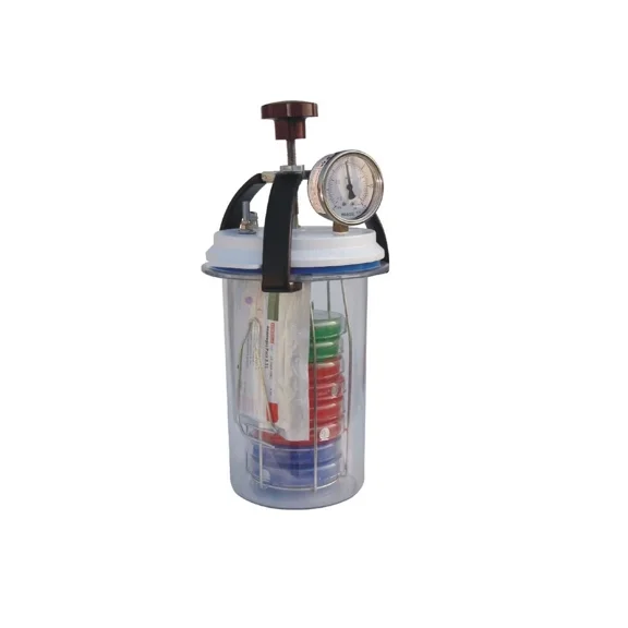 Anaerobic Culture Jar 3.5L  Vacuum/Pressure Gauge, Polycarbonate & Aluminum Lid