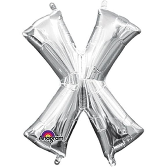 Anagram 78505 16 in. Letter X Silver Supershape Foil Balloon