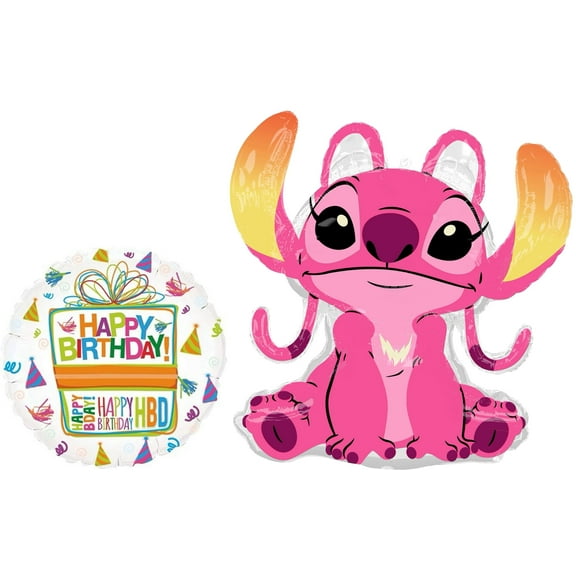 Anagram 27" Angel Birthday Party Supplies Lilo and Stitch 2 pc Balloon Bouquet Decorations