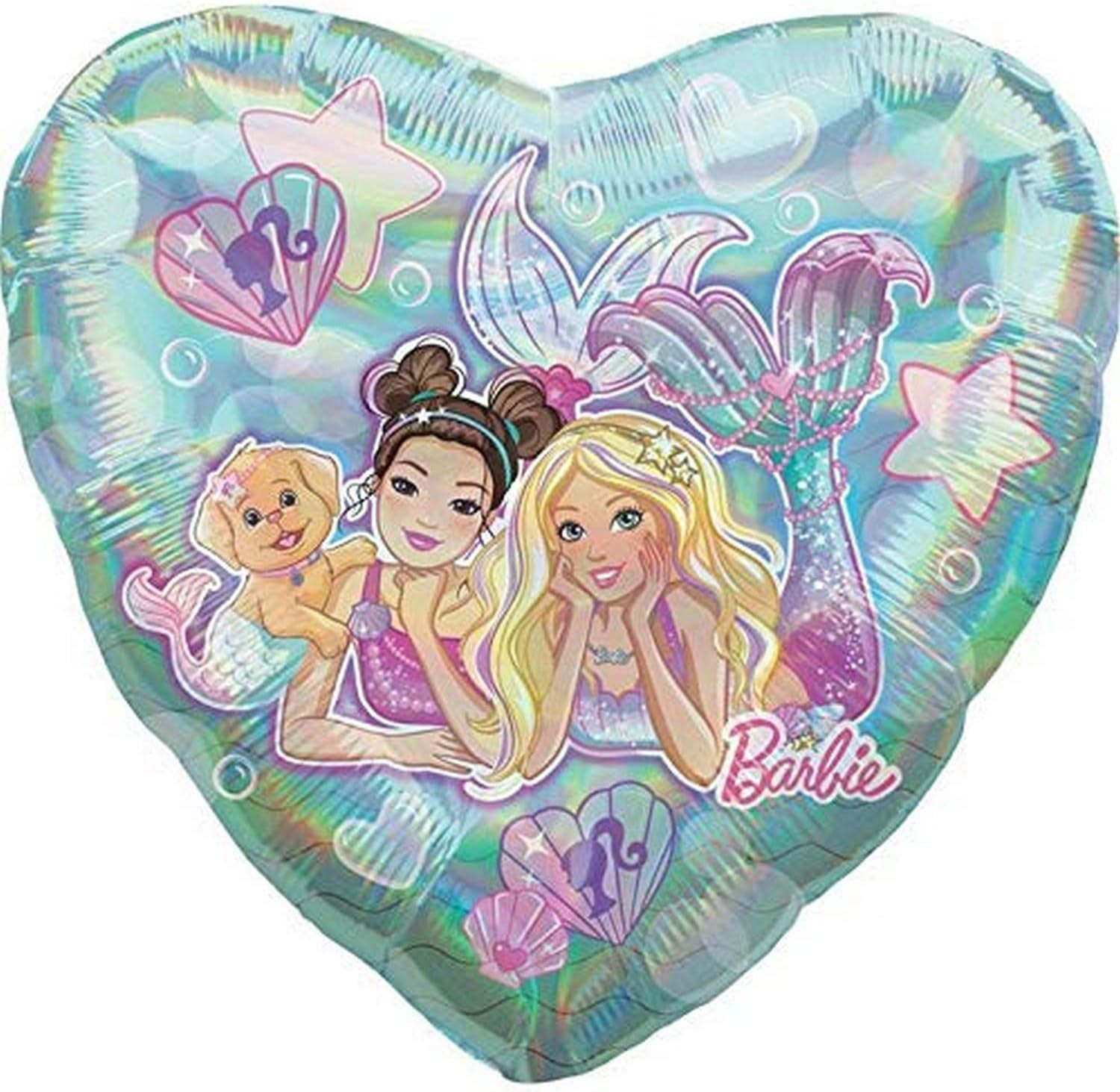 Anagram 28" Mermaid Barbie Heart Foil Balloon, Multicolor