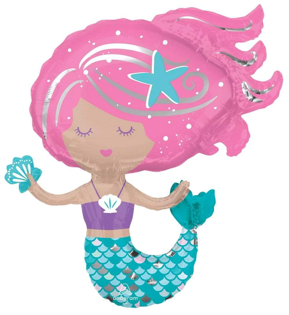 Anagram 30" Shimmering Mermaid Mylar Foil Balloon for Birthday Party Decoration