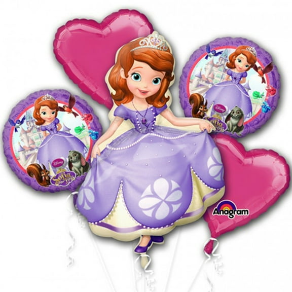 Anagram 3268401 Sofia the First foil balloon bouquet, 5pc