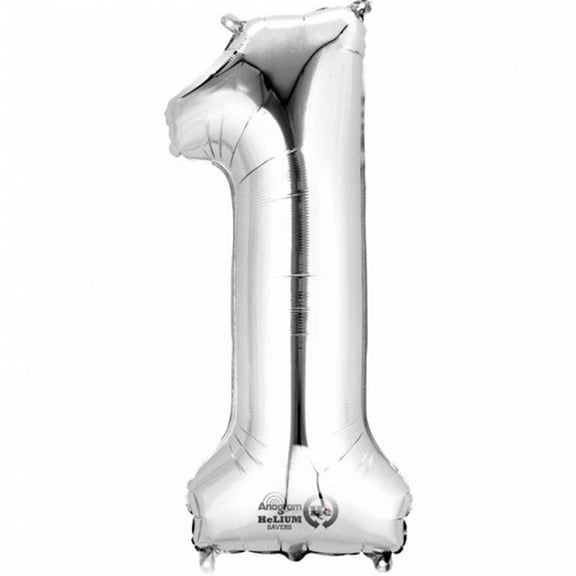 Anagram - 34 Number '1' Mylar Balloon - Silver