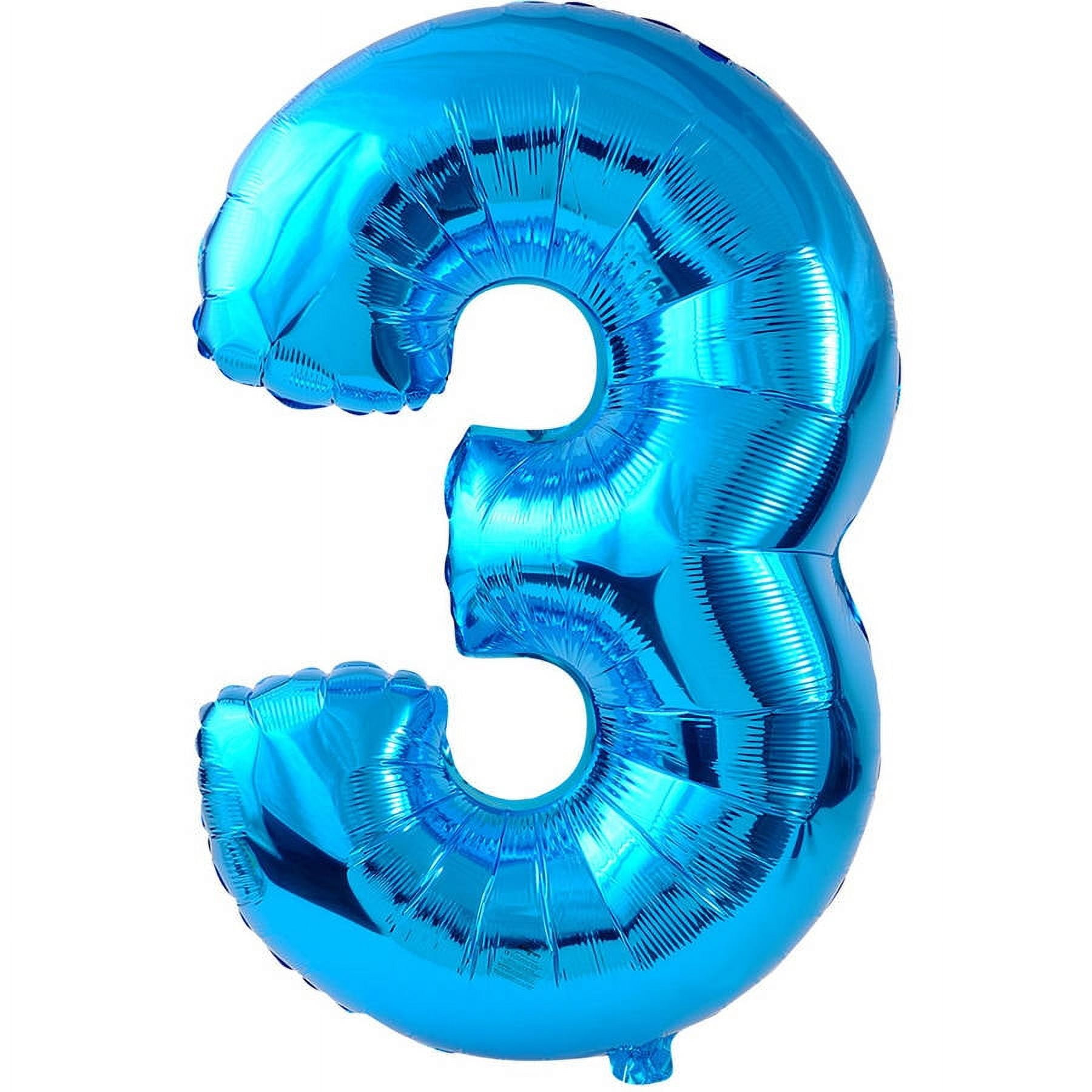 Blue Number 3 Foil Balloon 34 in