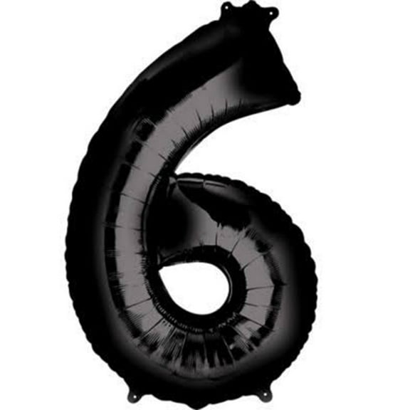Anagram - 34 Number '6' Mylar Balloon - Black