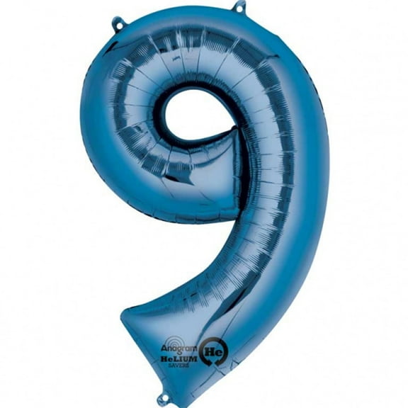 Anagram - 34 Number '9' Mylar Balloon - Blue