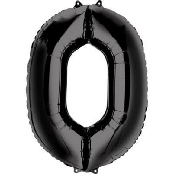 Anagram 35 in. Number 0 Black Super Shape Foil Balloons