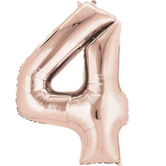 Anagram 36 in. Rose Gold Number 4 Super Shape Foil Balloon - Rose Gold - 36 in.