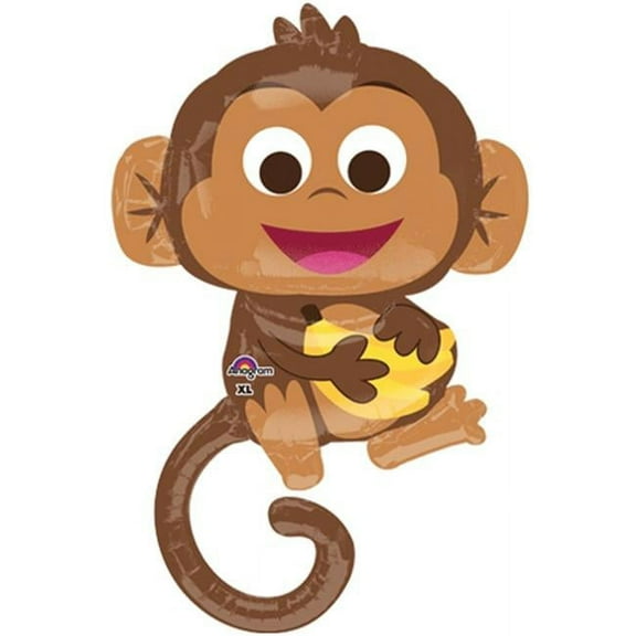Anagram 36 x 25 in. Happy Monkey Super Shape Foil Balloon