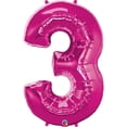 thumbnail image 1 of Anagram  44 in. Number 3 Magenta Shape Air Fill Foil Balloon, 1 of 1