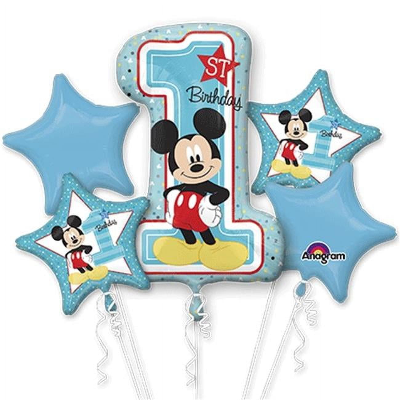 LOFTUS INTERNATIONAL Anagram 5pc Mickey Mouse 1st Birthday Bouquet of Balloons