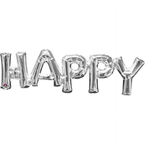 Anagram 78374 30 in. Phrase Happy Foil Balloon - Silver
