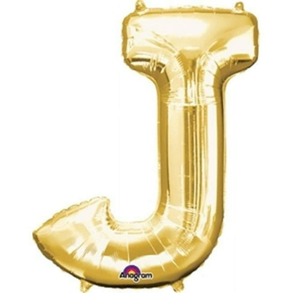 Anagram 78409 33 in. Letter J Gold Supershape Foil Balloon