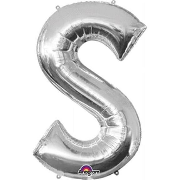 Anagram 78426 35 in. Letter S Silver Supershape Foil Balloon