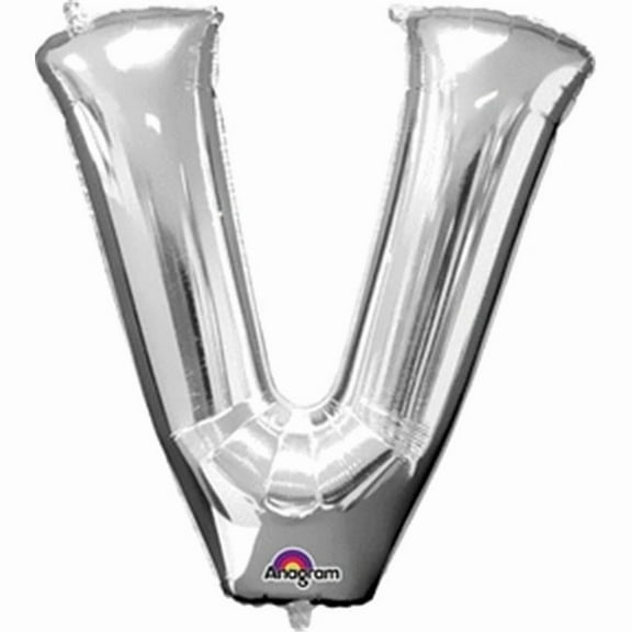 Anagram 78432 32 in. Letter V Silver Supershape Foil Balloon
