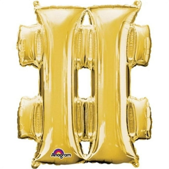 Anagram 78445 33 in. Symbol Number Sign Gold Supershape Foil Balloon