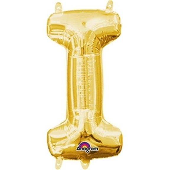 Anagram 78473 16 in. Letter I Gold Supershape Foil Balloon