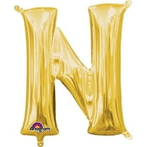 Anagram 78486 16 in. Letter N Gold Supershape Foil Balloon