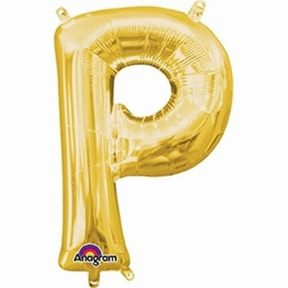 Anagram 78490 16 in. Letter P Gold Supershape Foil Balloon