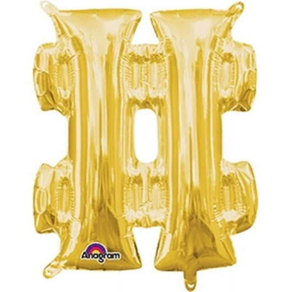 Anagram 78514 16 in. Symbol Number Sign Gold Supershape Foil Balloon