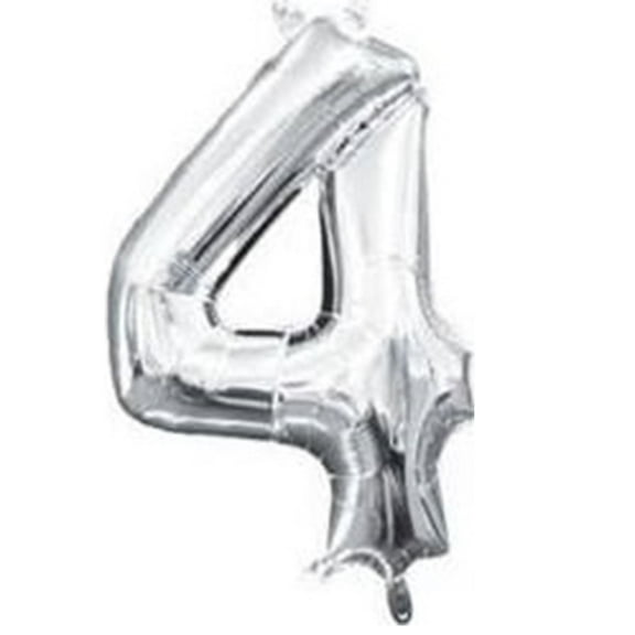 Anagram 78529 16 in. Number 4 Silver Shape Air Fill Foil Balloon