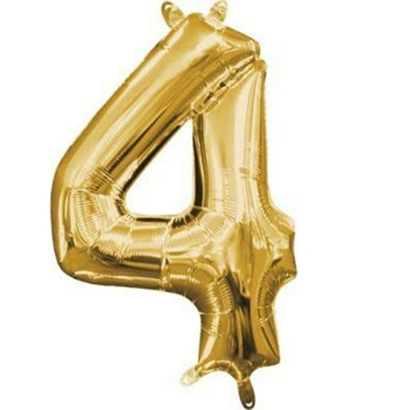 Anagram 78530 16 in. Number 4 Gold Shape Air Fill Foil Balloon