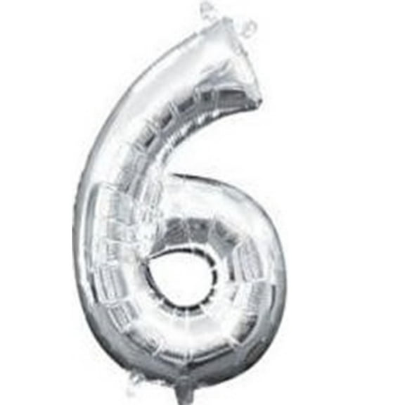 Anagram 78533 16 in. Number 6 Silver Shape Air Fill Foil Balloon