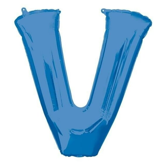 Anagram 86468 32 in. Letter V Shape Foil Balloon Blue