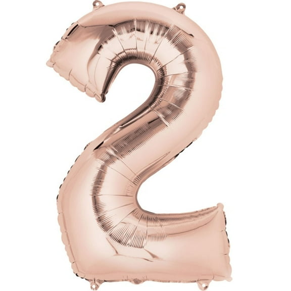 Anagram 87798 33 in. Rose Gold Number 2 Super Shape Foil Balloon