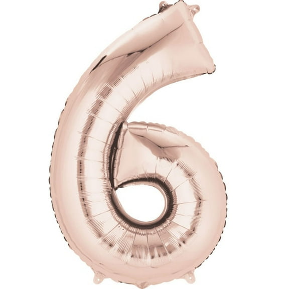 Anagram 87802 34 in. Rose Gold Number 6 Super Shape Foil Balloon