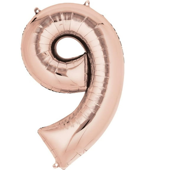 Anagram 87805 34 in. Rose Gold Number 9 Super Shape Foil Balloon