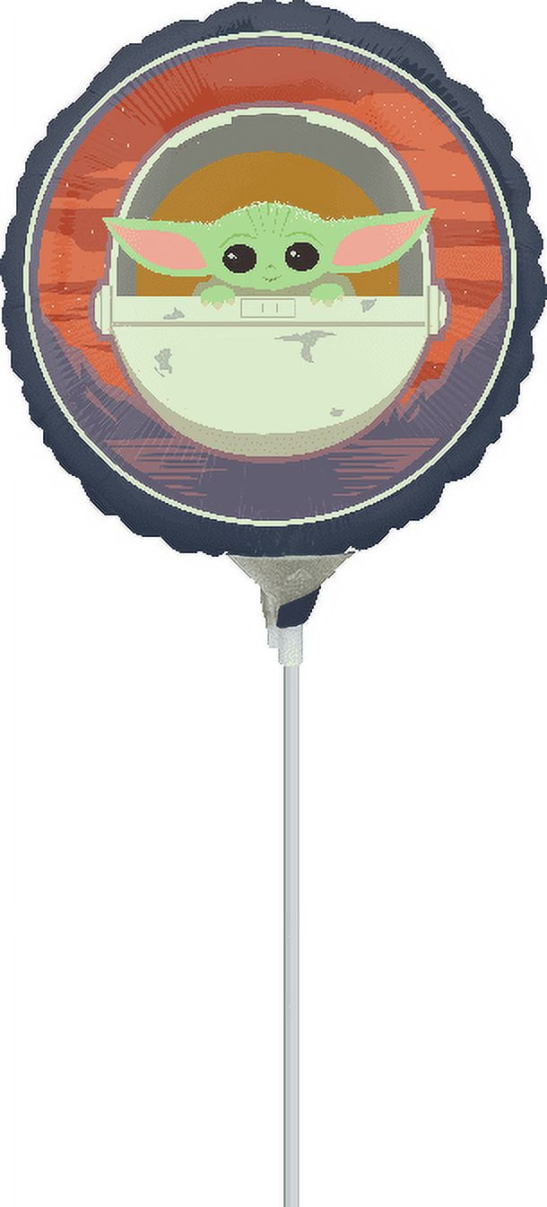 Anagram 9C WMT Mandalorian Air-Filled Stick Balloon Decoration, Grey & Black, 0.037 lb