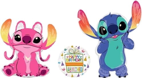 Anagram Angel and Stitch's Birthday Party Supplies 3 pc Balloon Bouquet Decorations