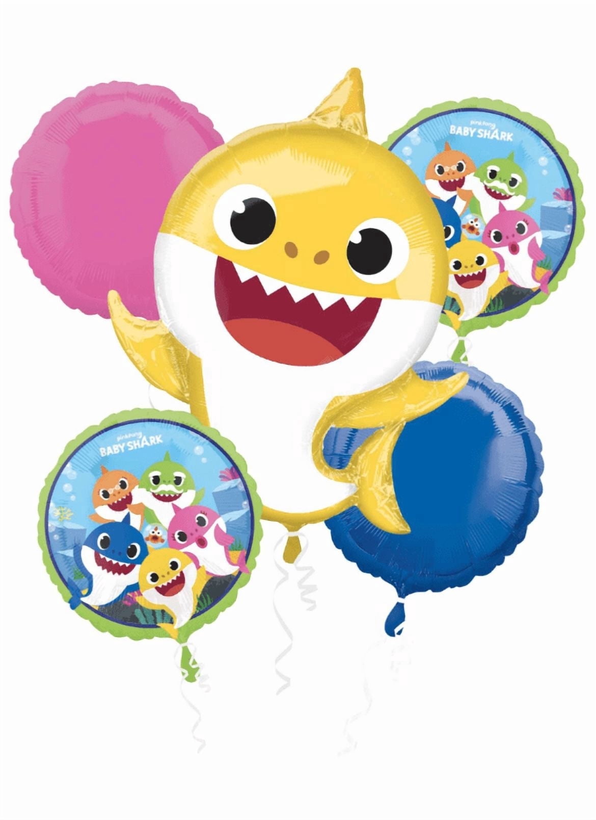 Anagram Baby Shark Balloon Bouquet, Party Supplies, 5 Count